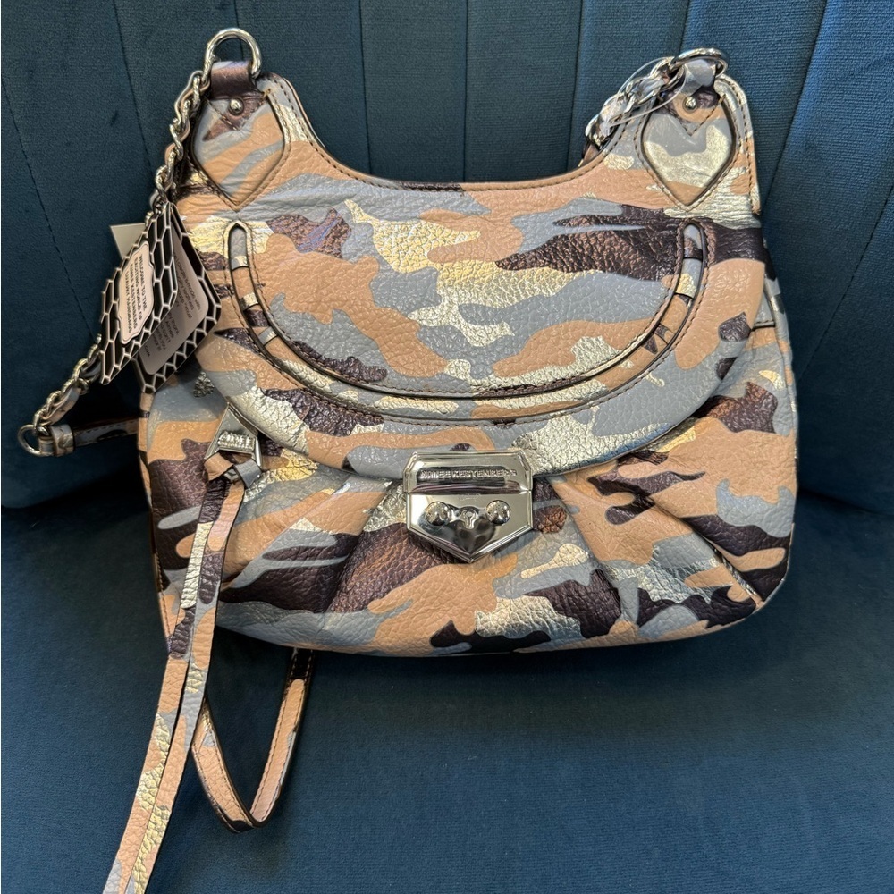 Aimee Kestenberg Marlee Metallic Camo Leather Crossbody Shoulder Bag NWT